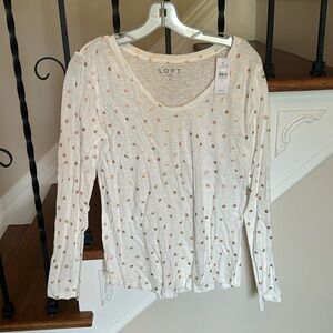 Brand New, Loft Long Sleeve Polka Dots Shirt, Size M